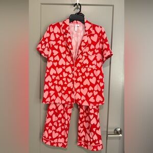 Joyspun Valentines Pajamas-4 piece set; size Medium 8-10